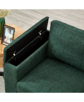  67.7" Modern Green Loveseat with Cup Holder & Storage