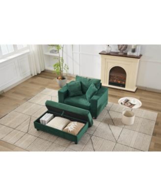  Chaise Lounge with Storage Ottoman & Pillows