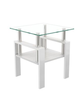2 Modern Glass Tea/Coffee Tables - Transparent/White