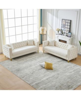 Streamdale Chesterfield Velvet Sofa, 3+3 Seater, Button Nailhead.