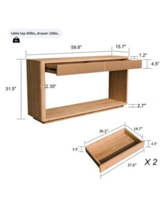 Streamdale 60" Modern 2-Drawer Fluted Console Table