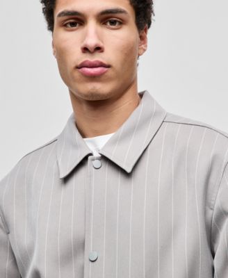 Men's Pinstriped Woven Relaxed Coach's Jacket
