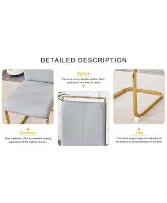  71" Tempered Glass Dining Set with 8 Light Gray PU Chairs