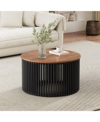 Acacia Wood Coffee Table - 30" Round Easy Assembly