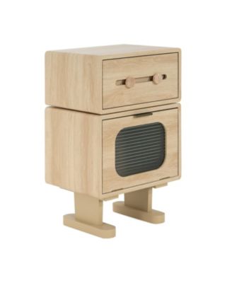 Robot Side Table with Rotating Top & Storage