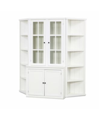 75" Display Cabinet & Triangle Bookshelves - White