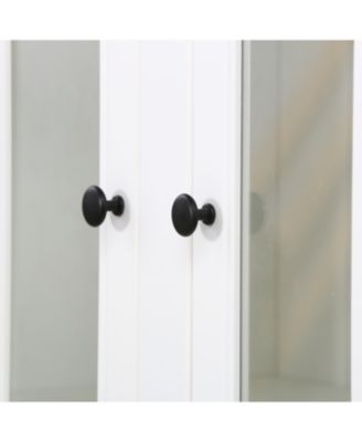 75" Display Cabinet & Triangle Bookshelves - White