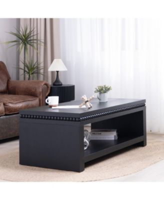Modern Coffee Table - Beaded Trim, Open Shelf