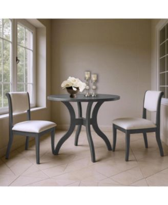 Oak Gray Round Dining Set- 39.4" Table + 2 Chairs