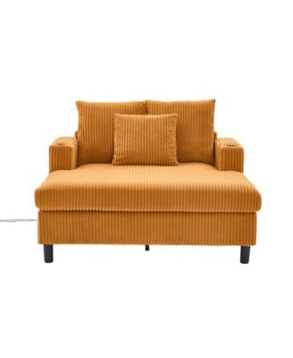 Streamdale Corduroy Oversized Recliner Sofa w/ USB, LED, Cup Holder