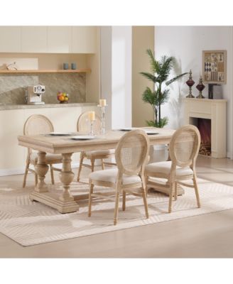 French Country Rattan Back Dining Chairs (Set of 2)