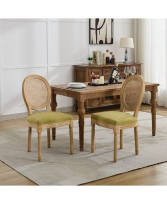 Set of 2 French Style Linen Dining Chairs