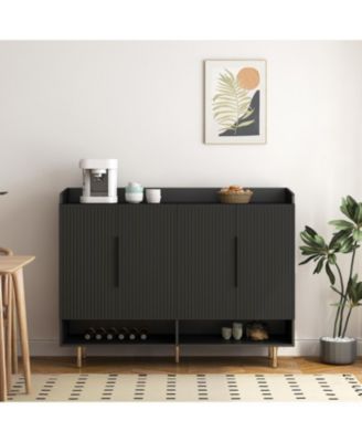 Streamdale Black Sideboard Shoe Cabinet with Adjustable Shelves