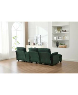  L-Shape Corduroy Sofa- 4-Seater, USB, Storage, Console & Ottoman