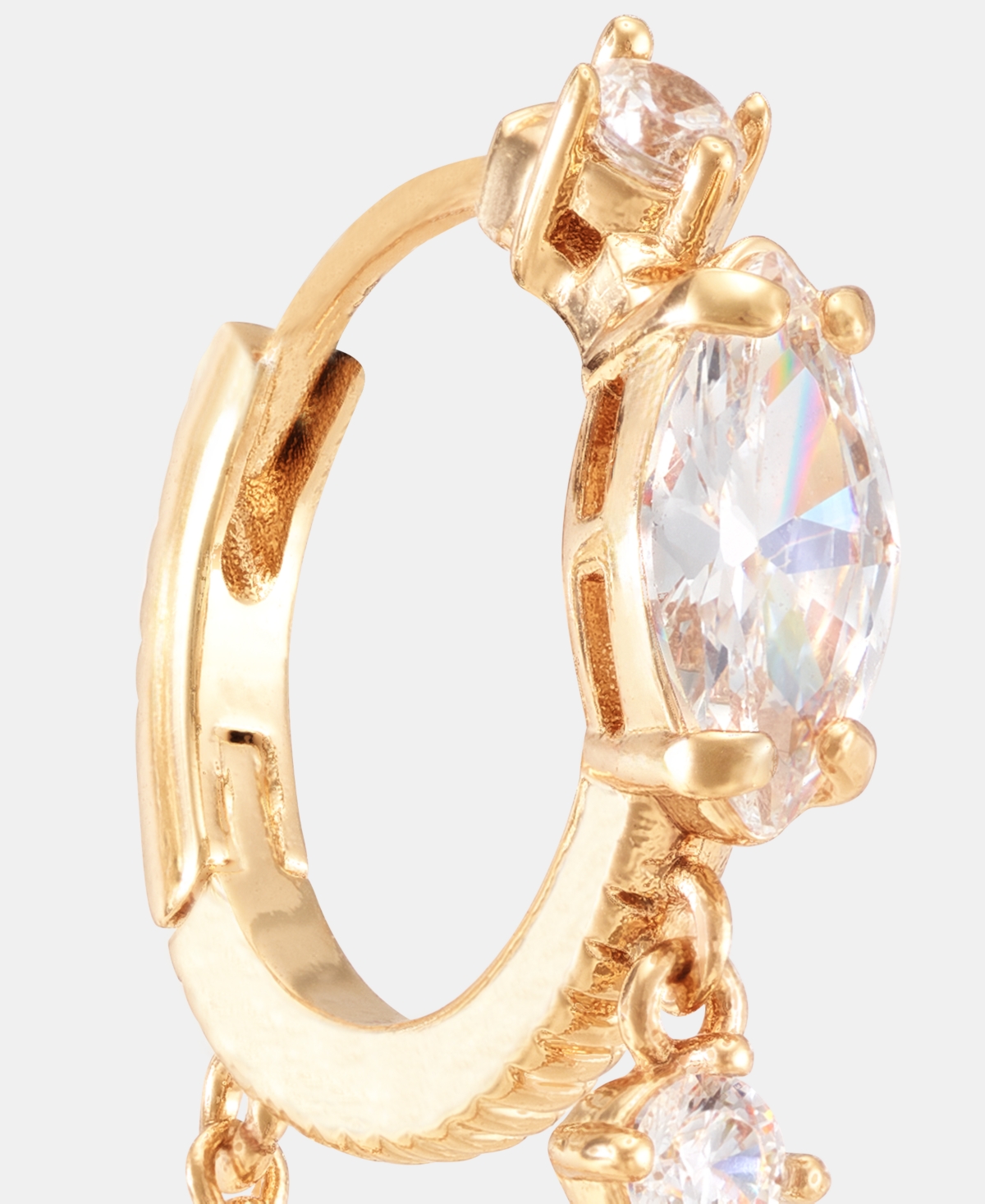 Anne Klein Cubic Zirconia Linear Charm Huggie Hoop Earrings