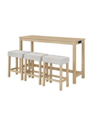 59" Bar Table Set w/ Power Outlet & 3 Stools