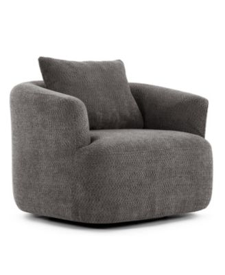 360 Swivel Accent Barrel Chair with Throw Pillow
