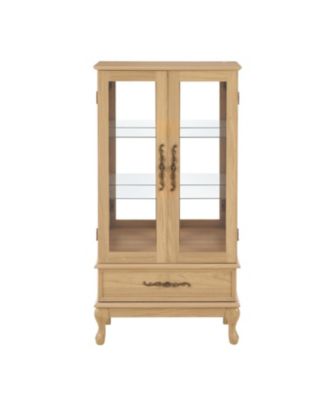 Lighted Glass Curio Cabinet - Light Oak