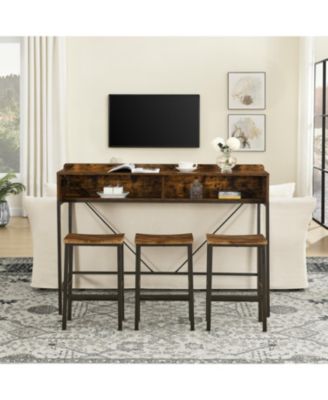 59" Bar Table Set with Power LED & 3 Stools