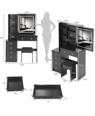 37" LED Mirror Vanity Table with Stool