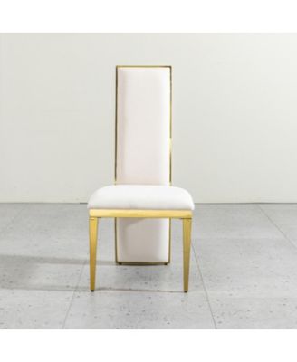 set of 2pcs Dining table gold stainless steel with white fabric