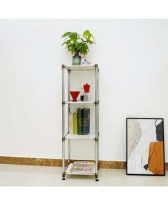 Korean 4-Tier Stainless Steel Shelving Unit (49"H x 14.9"W