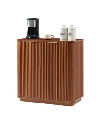 Walnut Buffet Cabinet Sideboard - Curved Wave Design