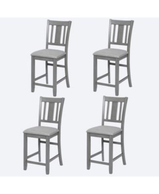 Counter Height Chairs Set of 4, Padded Seat, Gray