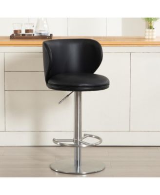 Titanium Leather Bar Stool, Swivel Adjustable Height