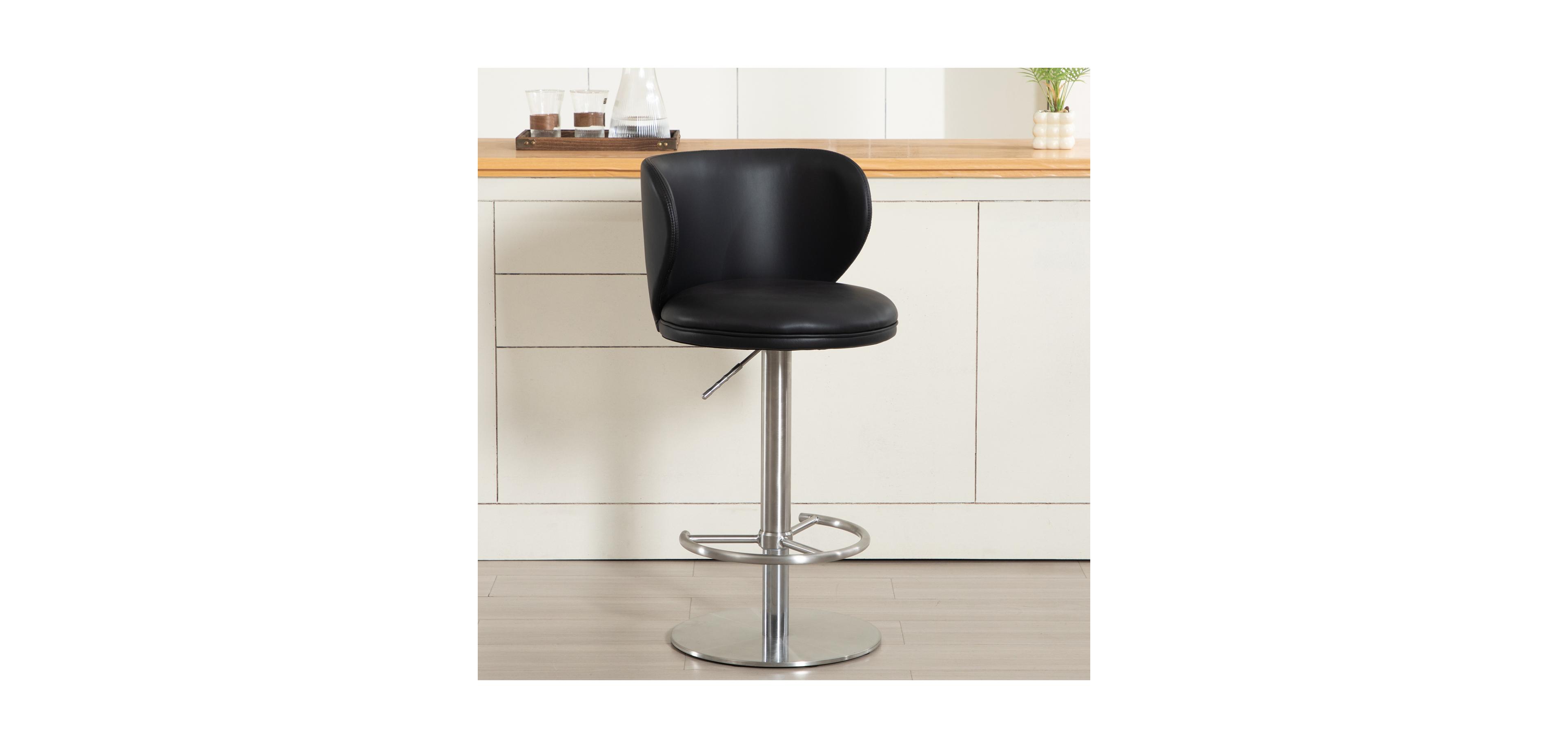 Streamdale Furniture Titanium Leather Bar Stool, Swivel Adjustable Height