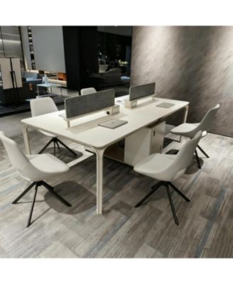 Set of 4, Light Leather, Gold Mesh Swivel Dining Chairs