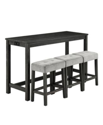Industrial Bar Table Set with Power Outlet