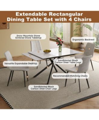  Retractable Sintered Stone Dining Set (Table + 4 Chairs)