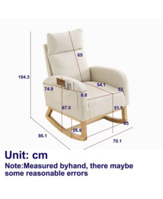27.6" Modern Rocking Chair with High Back & Pockets