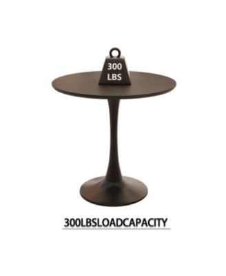 Black MDF 31.5" round dining table set with 2 faux leather chairs