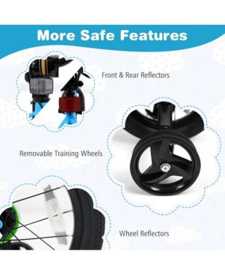 Kids Training Bike with Adjustable Seat Dual Brakes Rubber Tires and Removable Wheels