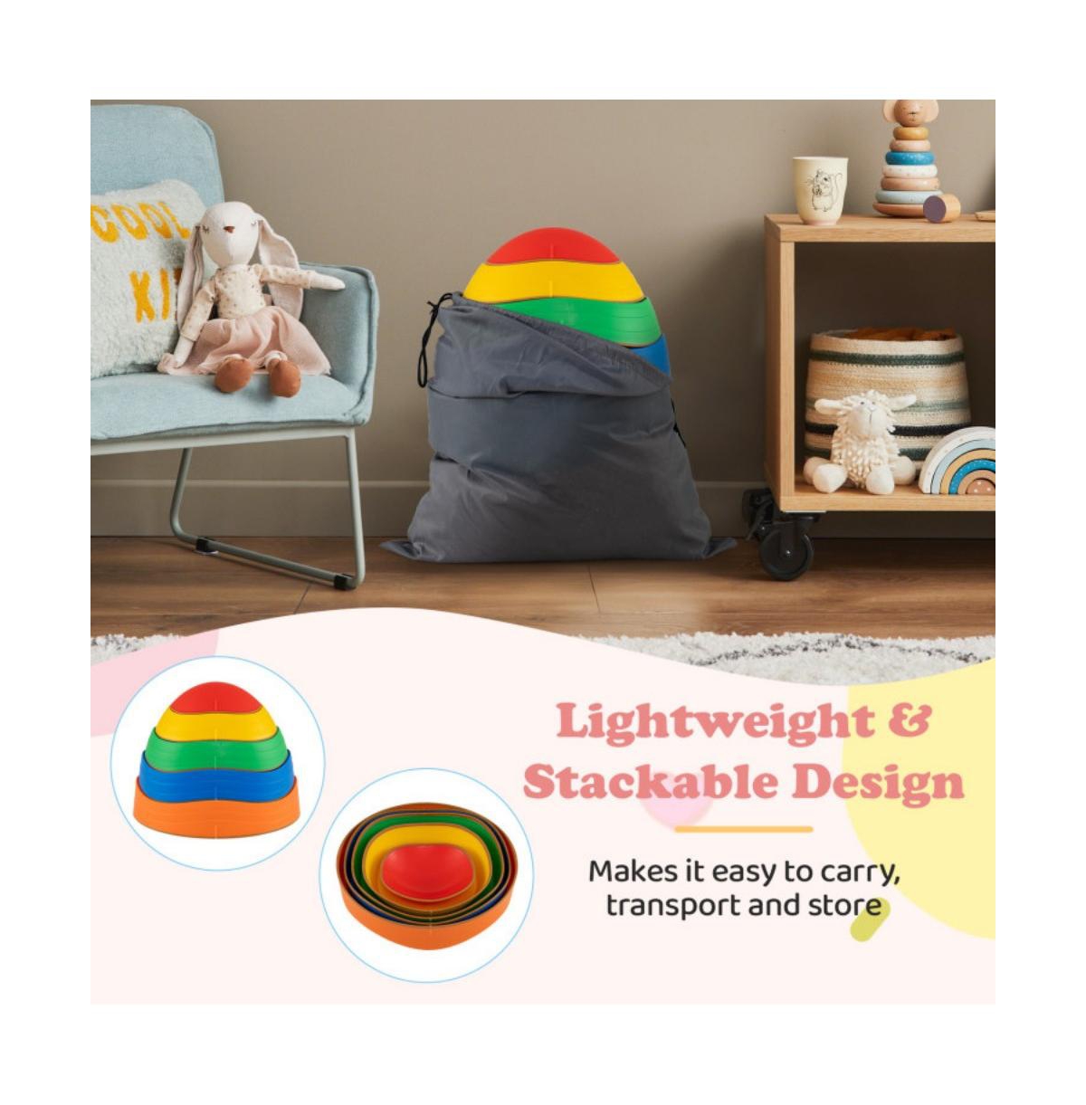 Hongge Kids Balance Stepping Stones Set for Indoor and Outdoor Sensory Play