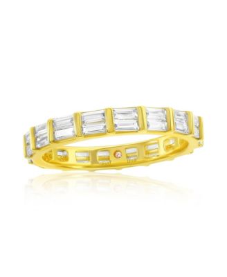 Suzy Levian Sterling Silver Double Baguette Cubic Zirconia Eternity Band (3 mm)