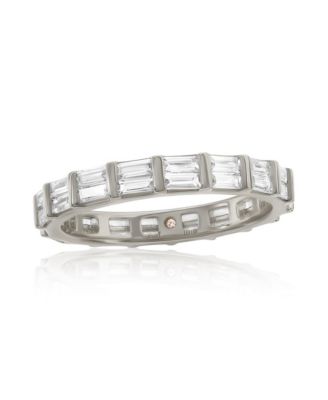 Sterling Silver Double Baguette Cubic Zirconia Eternity Band