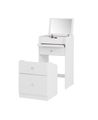  White Vanity Desk with Mirror for Makeup