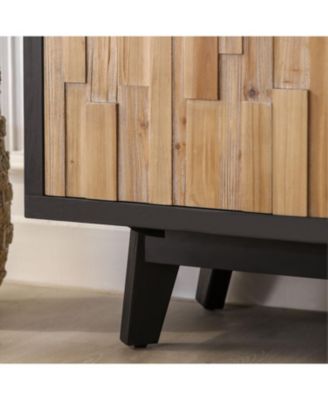  Wood Geometric 4-Door Storage Cabinet