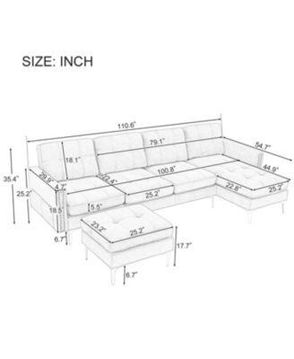 L-Shape Convertible Sectional Sofa with Ottoman