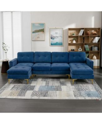 L-Shape Convertible Sectional Sofa with Ottoman