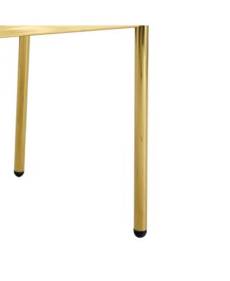 39.7" Glass Dining Table & 4 PU Chairs - Gold Legs
