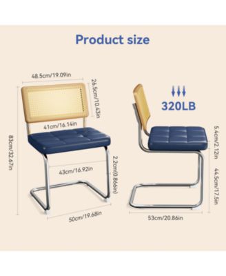 Rattan Dining Chairs (Set of 2) Blue Faux Leather