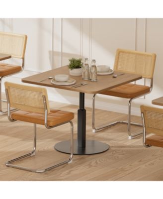 Rattan Dining Chairs Set of 4 Faux Leather Brown