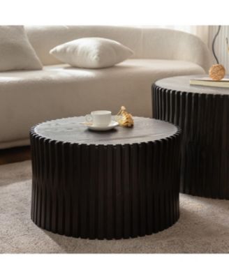 Vintage Dark Brown Nesting Coffee Table Set (Set of 2)