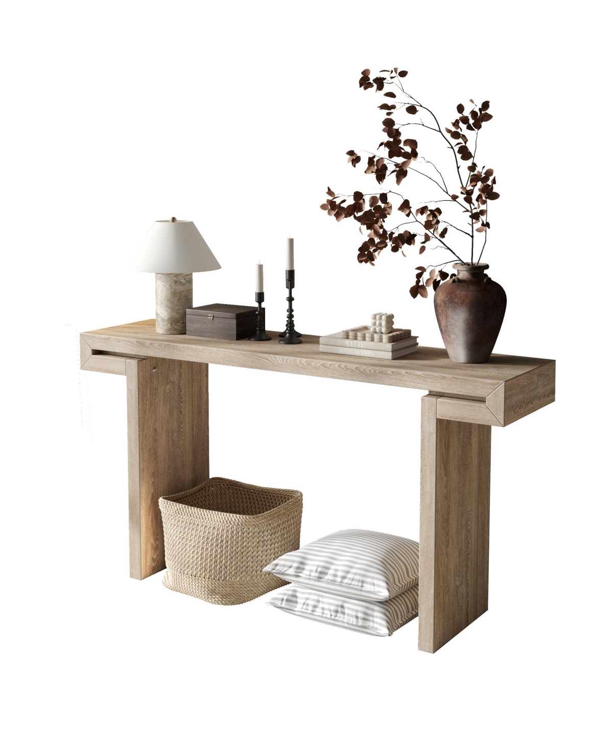 Streamdale Furniture 60" Rustic Farmhouse Console Table, Distressed Wood Finish