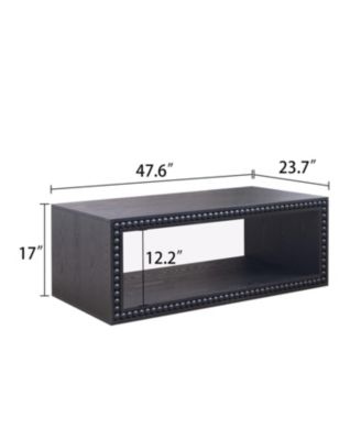 Beaded Edge Coffee Table - 47.6" Rectangular, Open Shelf