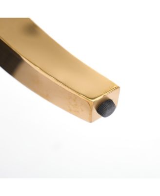 Chenille Dining Chairs, Gold Legs, Rivet Trim, Beige, Set of 2